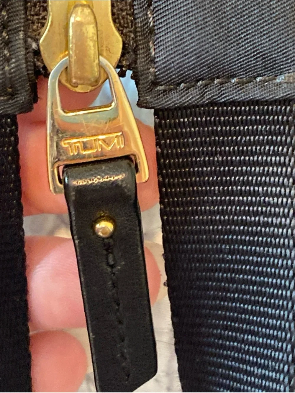 Tumi Black Nylon Backpack with Gold Hardware